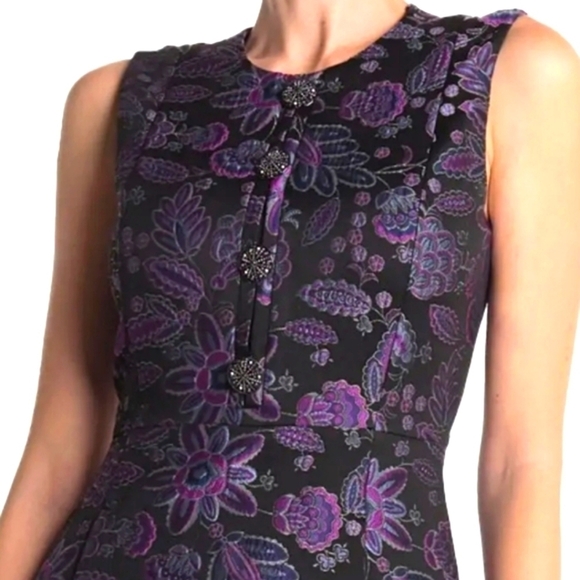 𝅺Elie Tahari Louisa Sleeveless Jacquard Dress - Picture 3 of 17